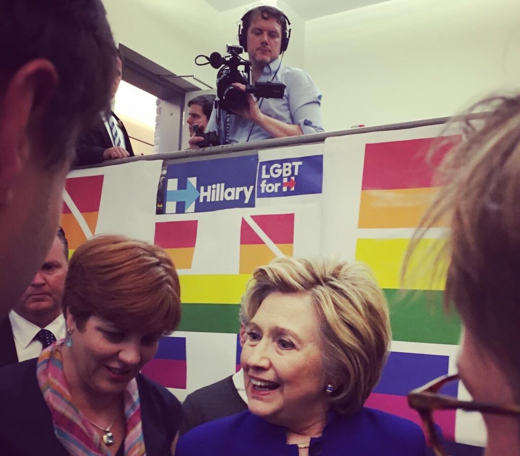Jon Groat films Hillary Clinton at  The Lesbian, Gay, Bisexual & Transgender Community Center in NYC
