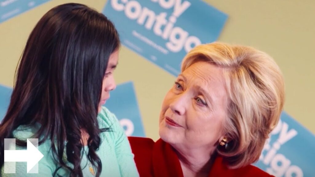 Hillary Clinton console's a young Latina girl in a video that was turned into the ad "Brave" overnight.